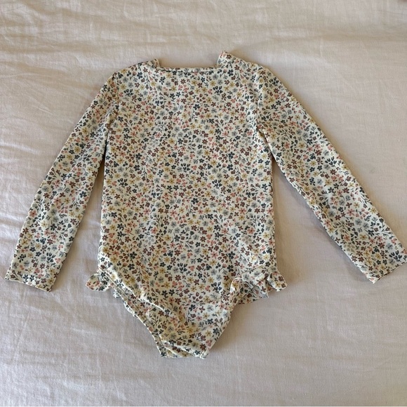 Carters Little Planet Floral Long Sleeve Zipper One piece Swimsuit Rash Guard - Picture 3 of 4